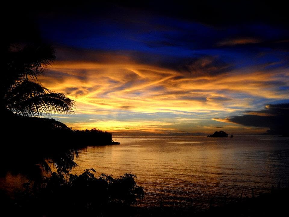 Island Retreat – sunset over the bay west of Bomba