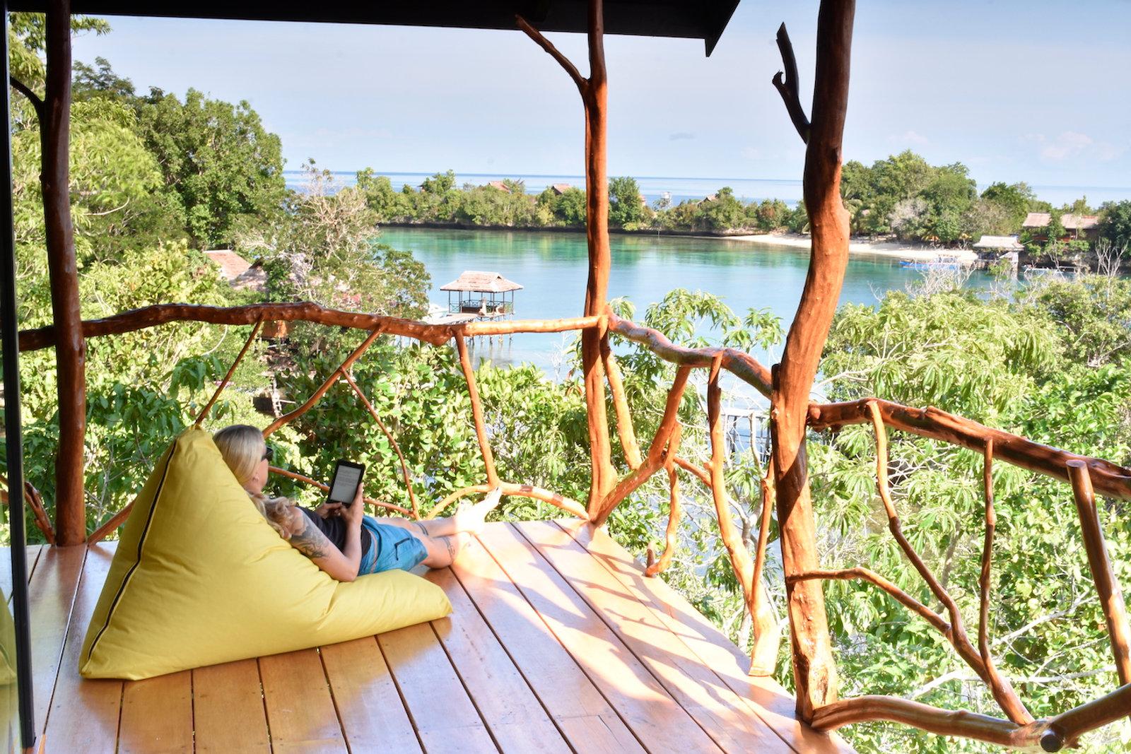 Araya Dive Resort – treehouse terrace with lagoon view